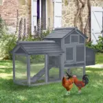 Chicken Coop Kit 59 Outdoor Solid Wood Enclosed House Ventilation Gray - Image 2