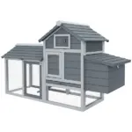 Chicken Coop Kit 59 Outdoor Solid Wood Enclosed House Ventilation Gray - Image 14