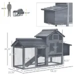 Chicken Coop Kit 59 Outdoor Solid Wood Enclosed House Ventilation Gray - Image 3