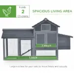 Chicken Coop Kit 59 Outdoor Solid Wood Enclosed House Ventilation Gray - Image 4