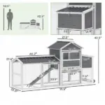 PawHut Chicken Coop with Wheels, 80" L Mobile Hen House with Run, Outdoor Wooden Chicken House with Nesting Box, Tray, Ramp - Image 2