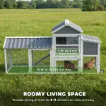 PawHut Chicken Coop with Wheels, 80" L Mobile Hen House with Run, Outdoor Wooden Chicken House with Nesting Box, Tray, Ramp - Image 3