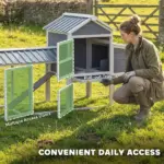 PawHut Chicken Coop with Wheels, 80" L Mobile Hen House with Run, Outdoor Wooden Chicken House with Nesting Box, Tray, Ramp - Image 5