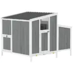 Chicken Coop, Wooden Chicken House for 4-6 Hens, Outdoor Hen House with Nesting Box, Pull-Out Tray and Weatherproof Roof