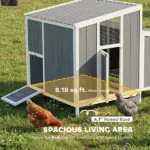 Chicken Coop, Wooden Chicken House for 4-6 Hens, Outdoor Hen House with Nesting Box, Pull-Out Tray and Weatherproof Roof - Image 3