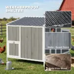 Chicken Coop, Wooden Chicken House for 4-6 Hens, Outdoor Hen House with Nesting Box, Pull-Out Tray and Weatherproof Roof - Image 4