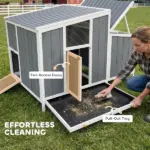 Chicken Coop, Wooden Chicken House for 4-6 Hens, Outdoor Hen House with Nesting Box, Pull-Out Tray and Weatherproof Roof - Image 5