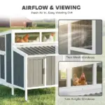 Chicken Coop, Wooden Chicken House for 4-6 Hens, Outdoor Hen House with Nesting Box, Pull-Out Tray and Weatherproof Roof - Image 7