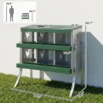 PawHut Chicken Nesting Boxes, 6 Compartment Steel Nesting Boxes for Chickens, Wall Mount Egg Laying Boxes with Vented Holes - Image 2
