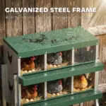 PawHut Chicken Nesting Boxes, 6 Compartment Steel Nesting Boxes for Chickens, Wall Mount Egg Laying Boxes with Vented Holes - Image 3