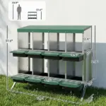 PawHut Chicken Nesting Boxes, 8 Compartment Metal Nesting Boxes for Chickens, Two-Tier Egg Laying Boxes with Vented Holes - Image 2