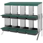 PawHut Chicken Nesting Boxes, 8 Compartment Metal Nesting Boxes for Chickens, Two-Tier Egg Laying Boxes with Vented Holes