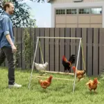 PawHut Chicken Perch for Coop, Chicken Roosting Bars with 2 Swings, Coop Accessories for Farm, Backyard, Silver - Image 2