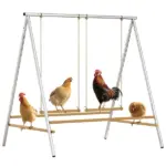 PawHut Chicken Perch for Coop, Chicken Roosting Bars with 2 Swings, Coop Accessories for Farm, Backyard, Silver - Image 11