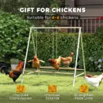 PawHut Chicken Perch for Coop, Chicken Roosting Bars with 2 Swings, Coop Accessories for Farm, Backyard, Silver - Image 7