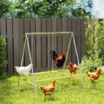 PawHut Chicken Perch for Coop, Chicken Roosting Bars with 2 Swings, Coop Accessories for Farm, Backyard, Silver - Image 10