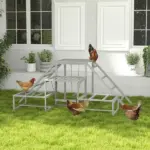 PawHut Chicken Roost Toys, Coop Accessories with Wood Stand, Ladder Platforms, for 10-15 Chickens - Image 2