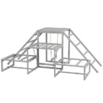 PawHut Chicken Roost Toys, Coop Accessories with Wood Stand, Ladder Platforms, for 10-15 Chickens