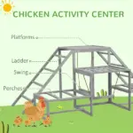 PawHut Chicken Roost Toys, Coop Accessories with Wood Stand, Ladder Platforms, for 10-15 Chickens - Image 4