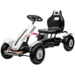 Aosom Childrens White Go Kart Pedal Ride-On Toy with Adjustable Seat Sharp Handling Handbrake Non-Slip Rubber Wheels - Image 11