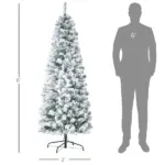 HOMCOM Christmas Tree 6ft Prelit Flocked with 250 LED Lights 462 Branches Green White - Image 3