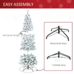 HOMCOM Christmas Tree 6ft Prelit Flocked with 250 LED Lights 462 Branches Green White - Image 6