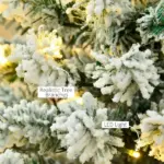 HOMCOM Christmas Tree 6ft Prelit Flocked with 250 LED Lights 462 Branches Green White - Image 7