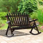 Classic Wooden High-Back Rocker, Carbonized for Garden Serenity and Relaxation, Durable Outdoor Furniture - Image 2
