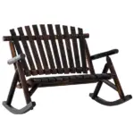 Classic Wooden High-Back Rocker, Carbonized for Garden Serenity and Relaxation, Durable Outdoor Furniture