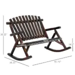 Classic Wooden High-Back Rocker, Carbonized for Garden Serenity and Relaxation, Durable Outdoor Furniture - Image 3