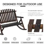 Classic Wooden High-Back Rocker, Carbonized for Garden Serenity and Relaxation, Durable Outdoor Furniture - Image 5