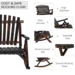 Classic Wooden High-Back Rocker, Carbonized for Garden Serenity and Relaxation, Durable Outdoor Furniture - Image 6