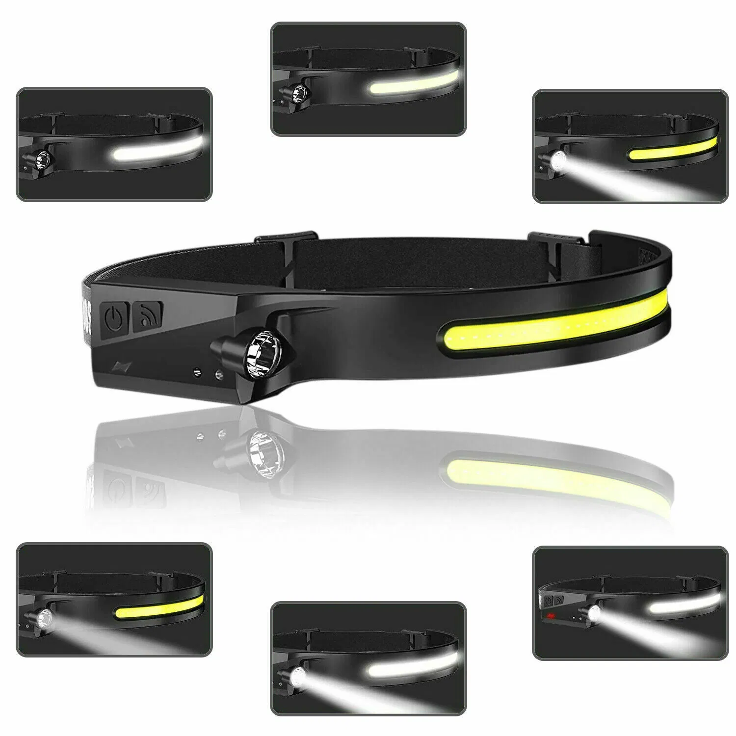 Rechargeable COB XPE LED Headlamp 350 Lumens with Motion Sensor