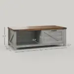 Coffee Table with Storage, Farmhouse Living Room Table with Storage Drawer and Open Shelf, Distressed Gray - Image 3