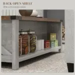 Coffee Table with Storage, Farmhouse Living Room Table with Storage Drawer and Open Shelf, Distressed Gray - Image 5