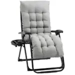 Outsunny Comfy Recline Chair with Cup Rest and Cushion for Alfresco Relaxation