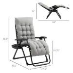 Outsunny Comfy Recline Chair with Cup Rest and Cushion for Alfresco Relaxation - Image 3