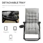 Outsunny Comfy Recline Chair with Cup Rest and Cushion for Alfresco Relaxation - Image 6