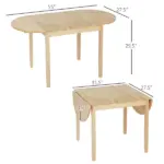 HOMCOM Compact Folding Dining Table 56" Small Space Wood Kitchen Table Drop Leaf Natural - Image 3