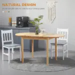 HOMCOM Compact Folding Dining Table 56" Small Space Wood Kitchen Table Drop Leaf Natural - Image 4