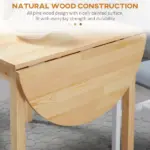 HOMCOM Compact Folding Dining Table 56" Small Space Wood Kitchen Table Drop Leaf Natural - Image 6