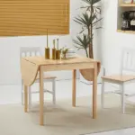 HOMCOM Compact Folding Dining Table 56" Small Space Wood Kitchen Table Drop Leaf Natural - Image 7