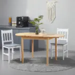 HOMCOM Compact Folding Dining Table 56" Small Space Wood Kitchen Table Drop Leaf Natural - Image 10