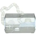 PawHut Compact Gerbil or Dwarf Hamster Cage with Tubes, Exercise Wheel, Food Dish and Water Bottle, 23"x13"x12", Gray