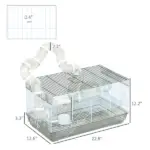 PawHut Compact Gerbil or Dwarf Hamster Cage with Tubes, Exercise Wheel, Food Dish and Water Bottle, 23"x13"x12", Gray - Image 3