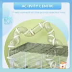 PawHut Compact Gerbil or Dwarf Hamster Cage with Tubes, Exercise Wheel, Food Dish and Water Bottle, 23"x13"x12", Gray - Image 4