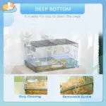 PawHut Compact Gerbil or Dwarf Hamster Cage with Tubes, Exercise Wheel, Food Dish and Water Bottle, 23"x13"x12", Gray - Image 6