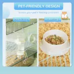 PawHut Compact Gerbil or Dwarf Hamster Cage with Tubes, Exercise Wheel, Food Dish and Water Bottle, 23"x13"x12", Gray - Image 7