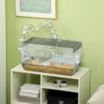PawHut Compact Gerbil or Dwarf Hamster Cage with Tubes, Exercise Wheel, Food Dish and Water Bottle, 23"x13"x12", Gray - Image 10
