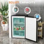 Compact Upright Freezer 3 Cu Ft with Adjustable Thermostat, Reversible Door, Silver - Image 2